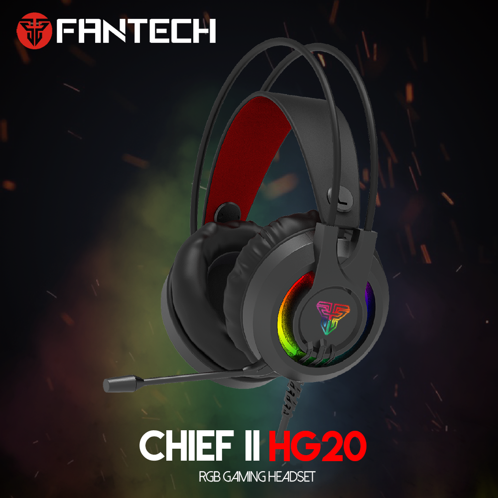 FANTECH HG20 Gaming RGB Headset with stylish RGB lighting and comfortable headband design, ideal for gaming and multimedia use.